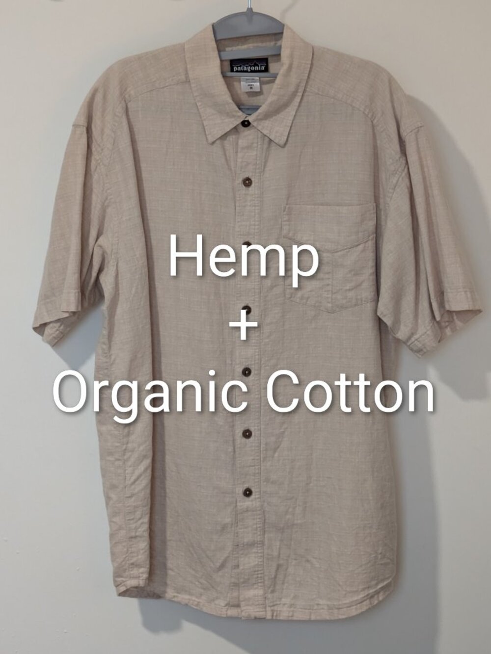 🏔️ Patagonia Men's Shirt - Size M - Oatmeal - One Pocket - Hemp/Organic Cotton